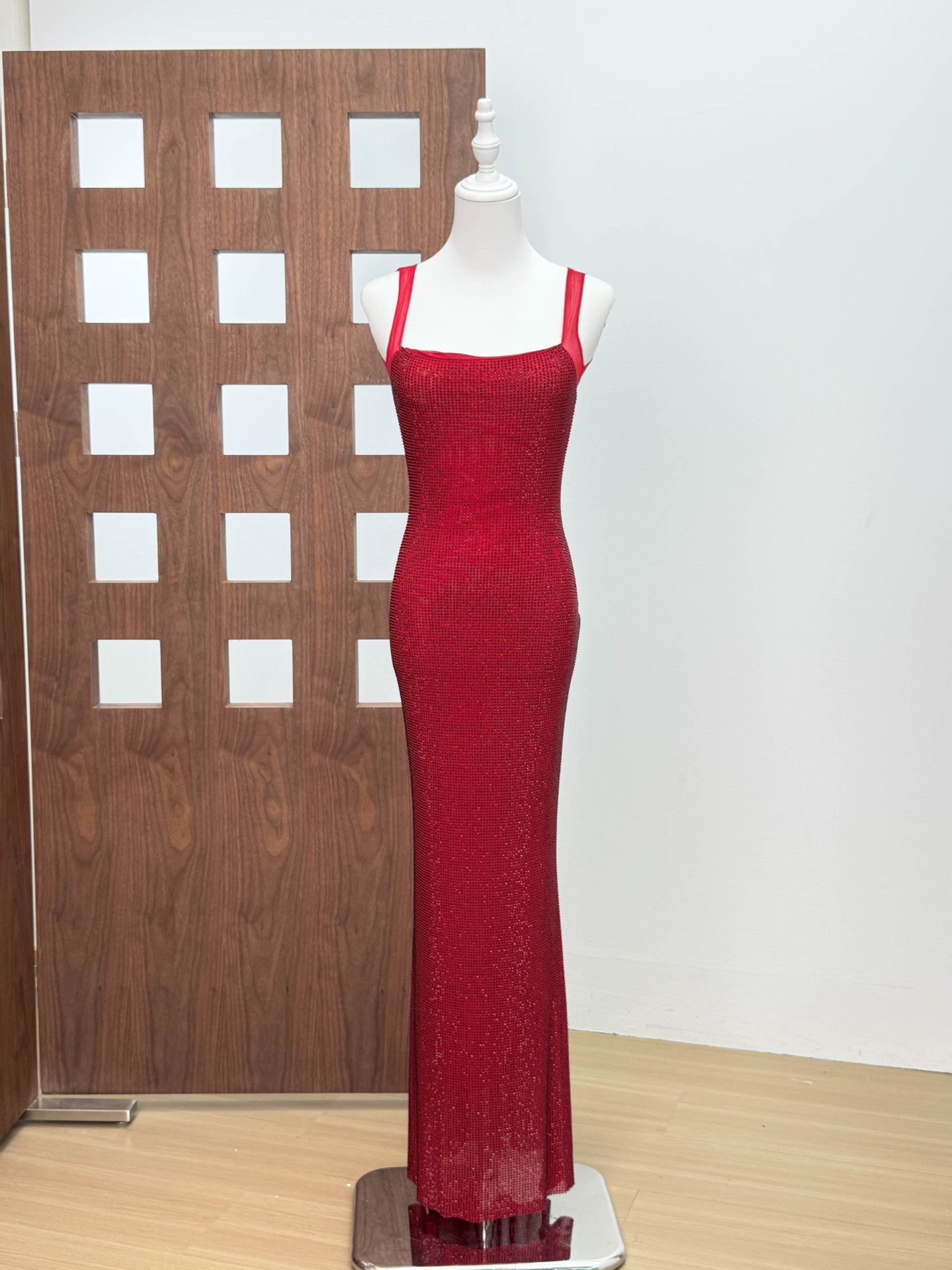 French Style Rhinestone Strap Dress, Sexy Bodycon Dress, Elegant Luxury Evening Gown, Backless Long Dress for Party and Gala