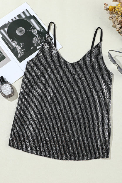 Gray Sequin Tank Top