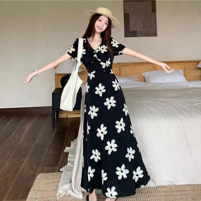 Style Elegant Plus Size Summer V-Neck Printed Long Dress