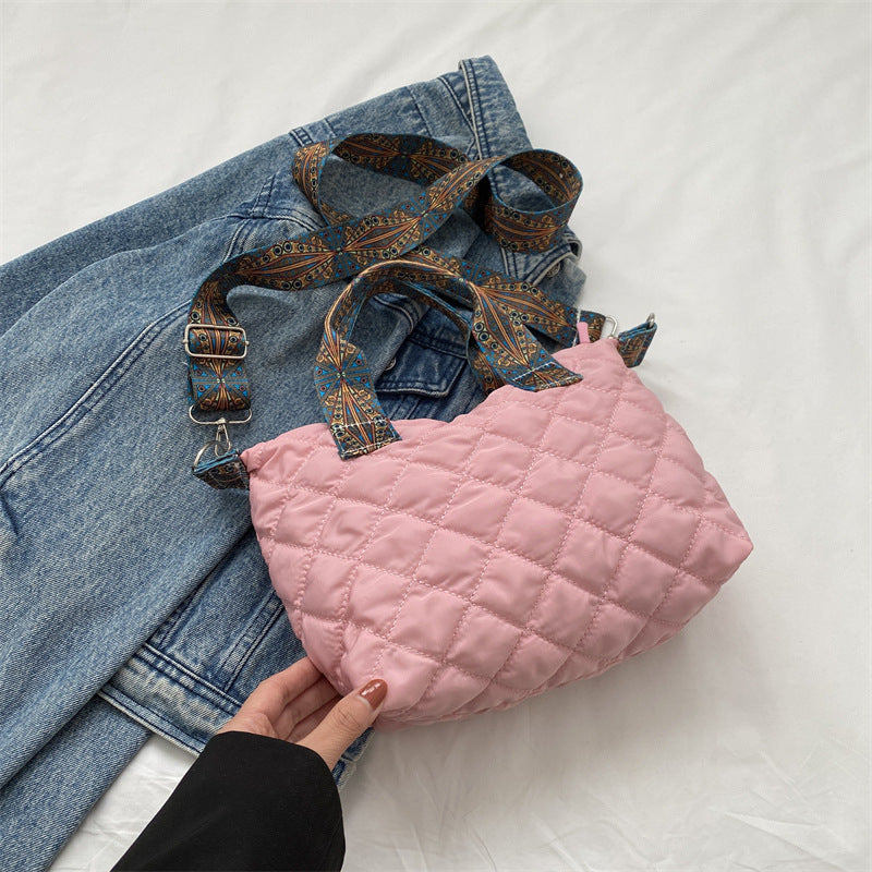 Casual Handbag Simple Shoulder Bag Stylish Crossbody Bag Quilted Korean Style Tote Bag