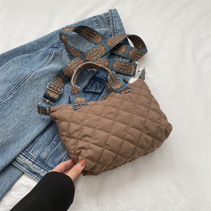 Casual Handbag Simple Shoulder Bag Stylish Crossbody Bag Quilted Korean Style Tote Bag