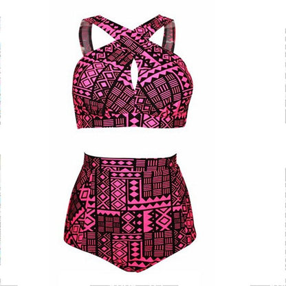 Plus Size Swimwear High Waist Swimsuit High Neck Bikini 2017 Cross Bikinis Women Swimsuit Top Bathing suit female swimwear 5XL