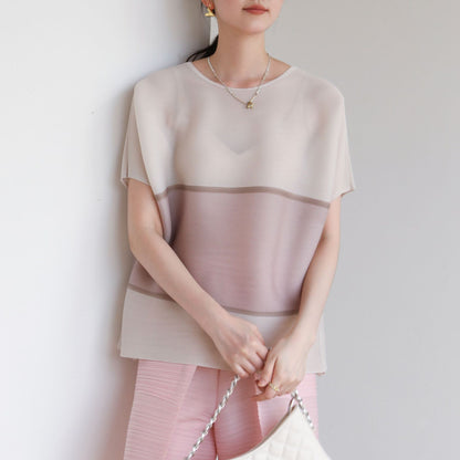 High-end Pleated Fashion Spliced Casual Irregular Plus Size Loose T-shir