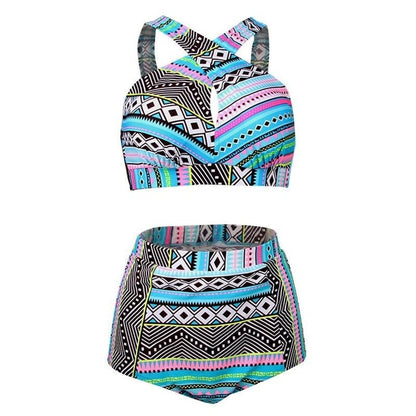 Plus Size Swimwear High Waist Swimsuit High Neck Bikini 2017 Cross Bikinis Women Swimsuit Top Bathing suit female swimwear 5XL