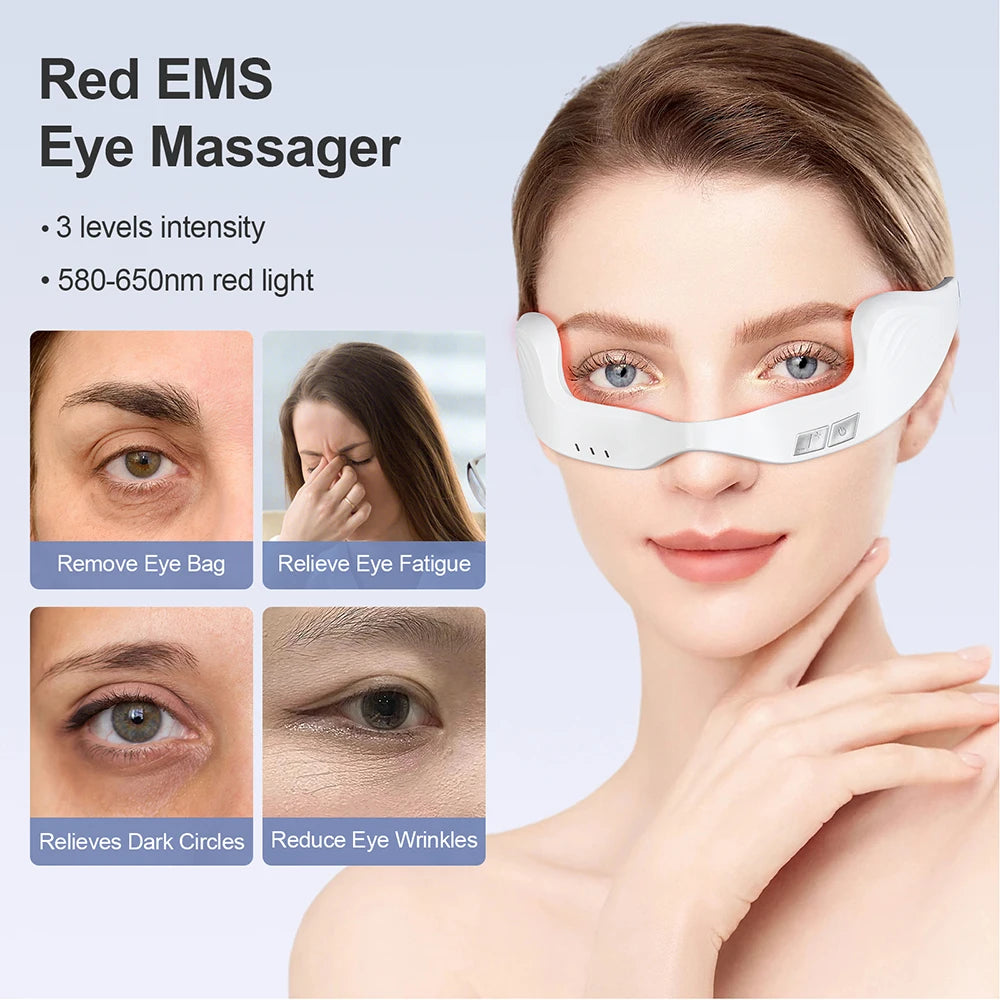Under-Eye Glasses Massager Electric Eye Massager Eye Fatigue Relief Massager Red Light Relieves Eye Fatigue Eyes Massage Glasses