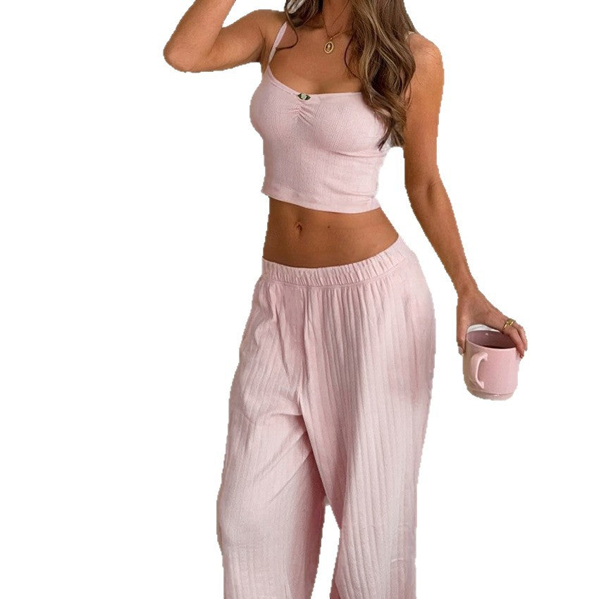 Long Pants and Strap Tank Top Two-Piece Set Women's Pajamas and Homewear