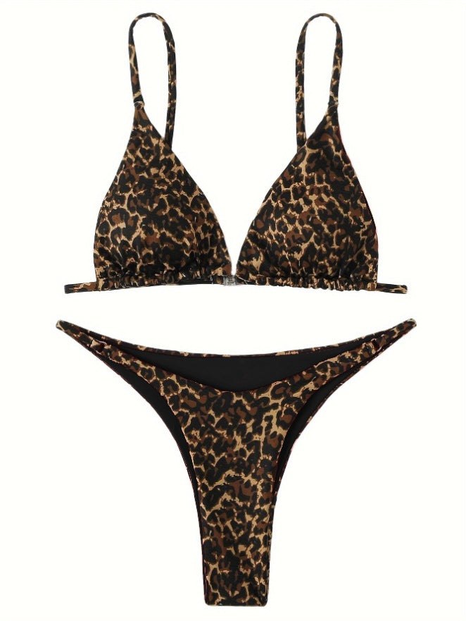 Swimsuit Set: Sexy Leopard Print Bikini Swimwear Three-Piece Fashion Swimwear Set