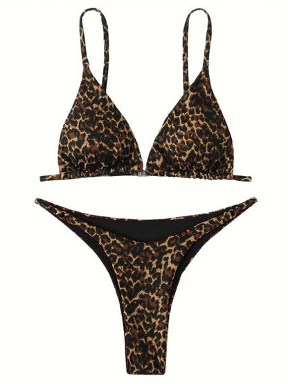 Swimsuit Set: Sexy Leopard Print Bikini Swimwear Three-Piece Fashion Swimwear Set
