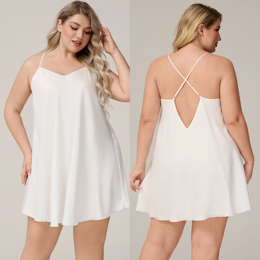 Solid Color Women's Strap Simple Short Nightgown Homewear