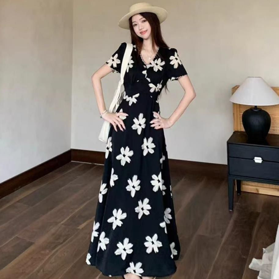 Style Elegant Plus Size Summer V-Neck Printed Long Dress