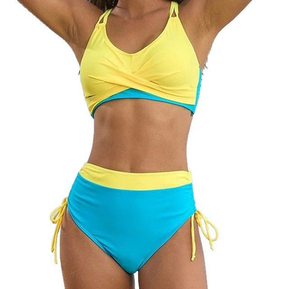 Swimwear Bikini Two-Piece Cross-Tied Bandage Export Splicing