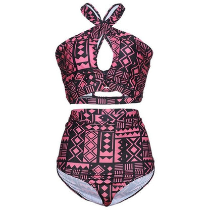 Plus Size Swimwear High Waist Swimsuit High Neck Bikini 2017 Cross Bikinis Women Swimsuit Top Bathing suit female swimwear 5XL