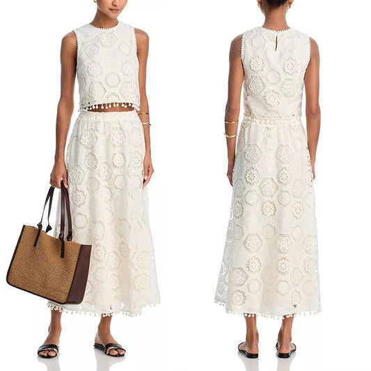Sleeveless Embroidered Skirt Set