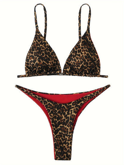 Swimsuit Set: Sexy Leopard Print Bikini Swimwear Three-Piece Fashion Swimwear Set