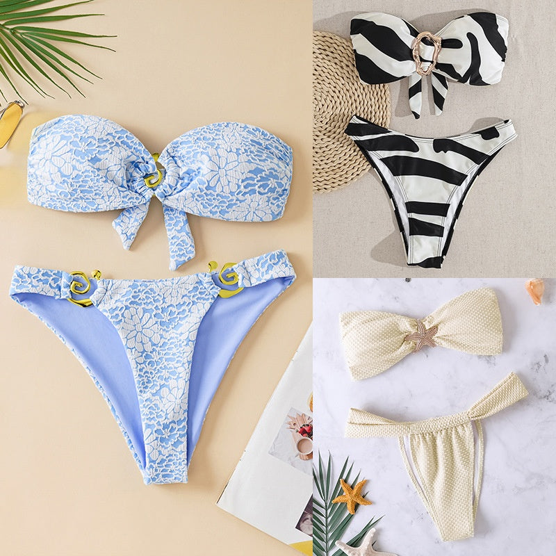 Tube Top Starfish Decoration Sexy Separated Swimsuit Bikini Swimwear Women's