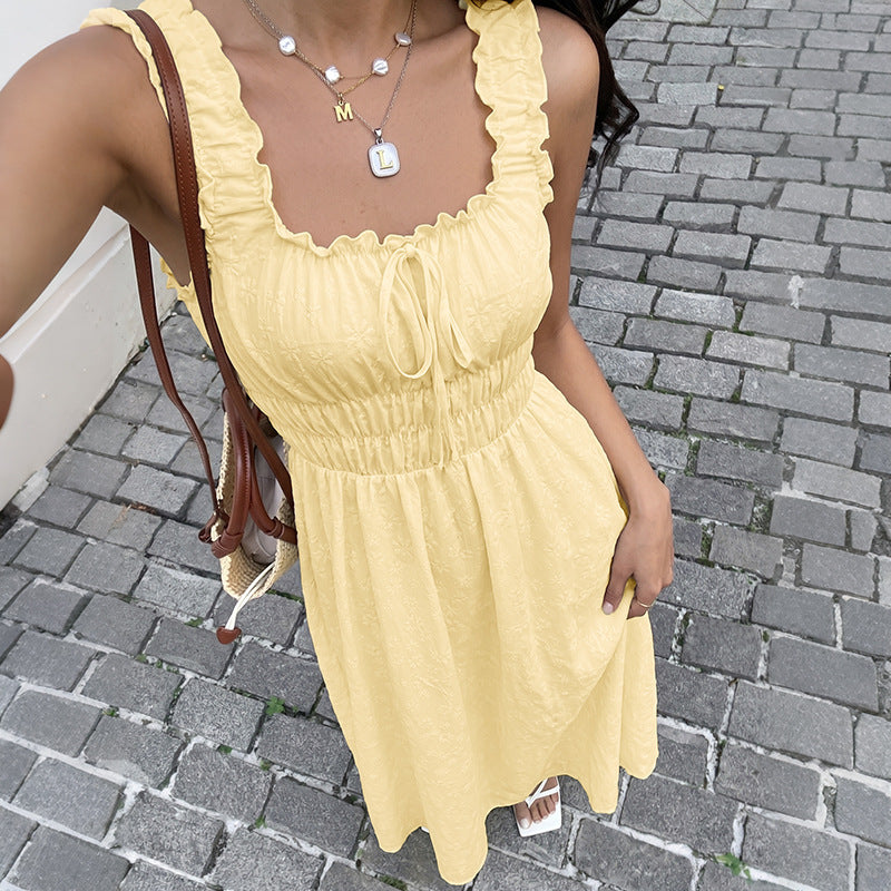 Sleeveless square neck dress