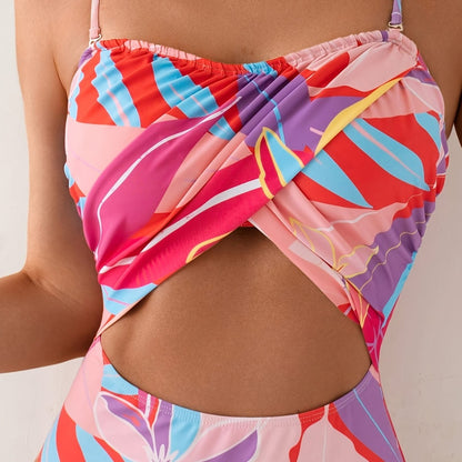 Umbilical slimming overlapping one-piece swimsuit