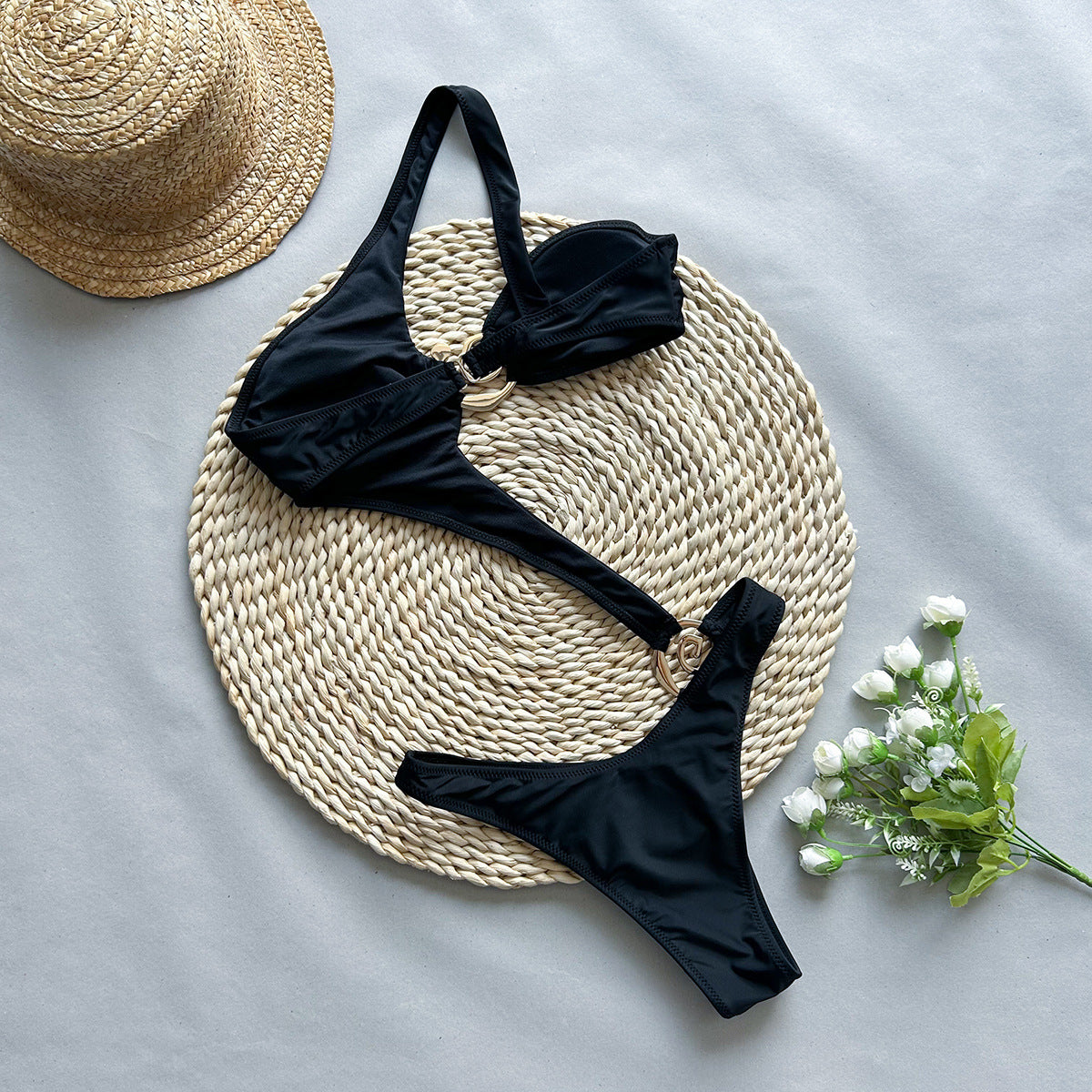 One-Piece Swimsuit Women Sexy Bikini Solid Color Ladies Swimwear