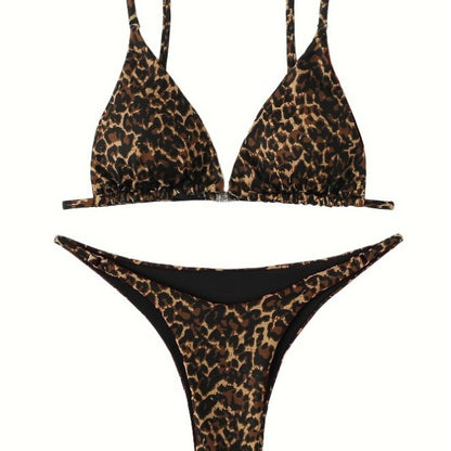 Swimsuit Set: Sexy Leopard Print Bikini Swimwear Three-Piece Fashion Swimwear Set