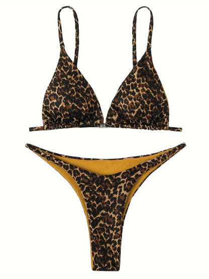Swimsuit Set: Sexy Leopard Print Bikini Swimwear Three-Piece Fashion Swimwear Set