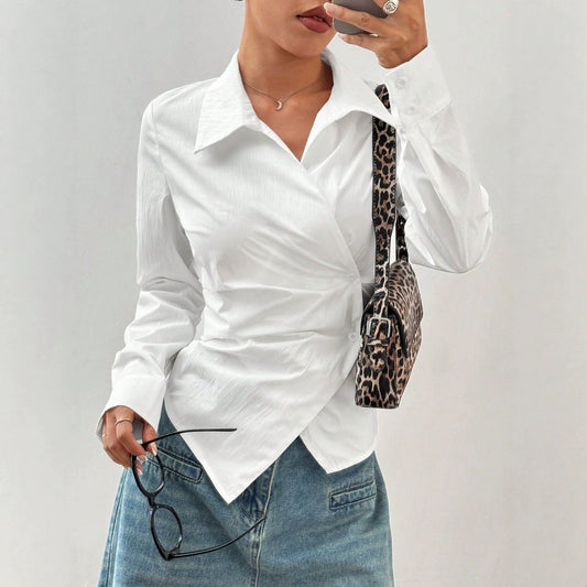 Irregular collar tied top