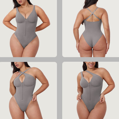 Support Strapless Bodysuit Zipper Back Thigh-Lifting Shaping Bodysuit