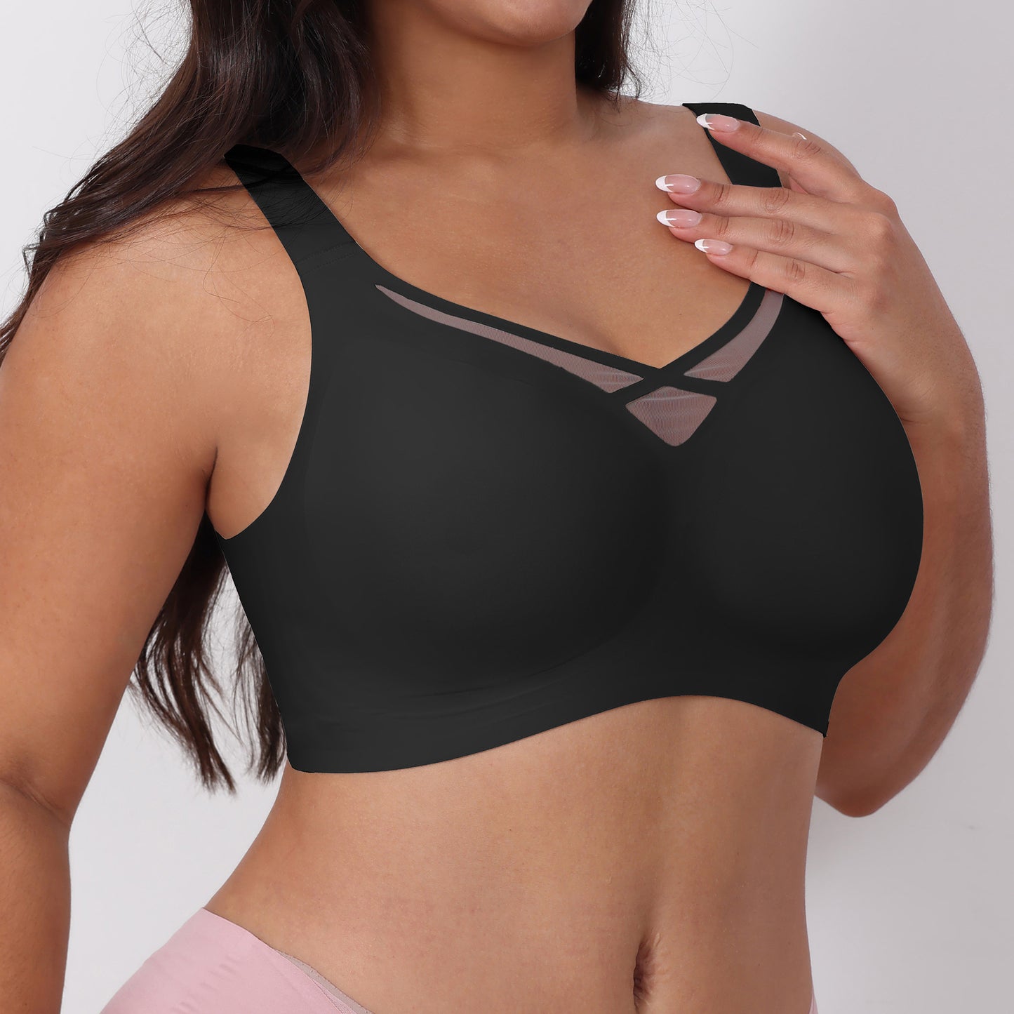 Plus Size Women's Bra with Large Cup Gathered, Breathable Mesh Customization