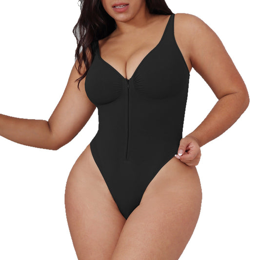 Support Strapless Bodysuit Zipper Back Thigh-Lifting Shaping Bodysuit