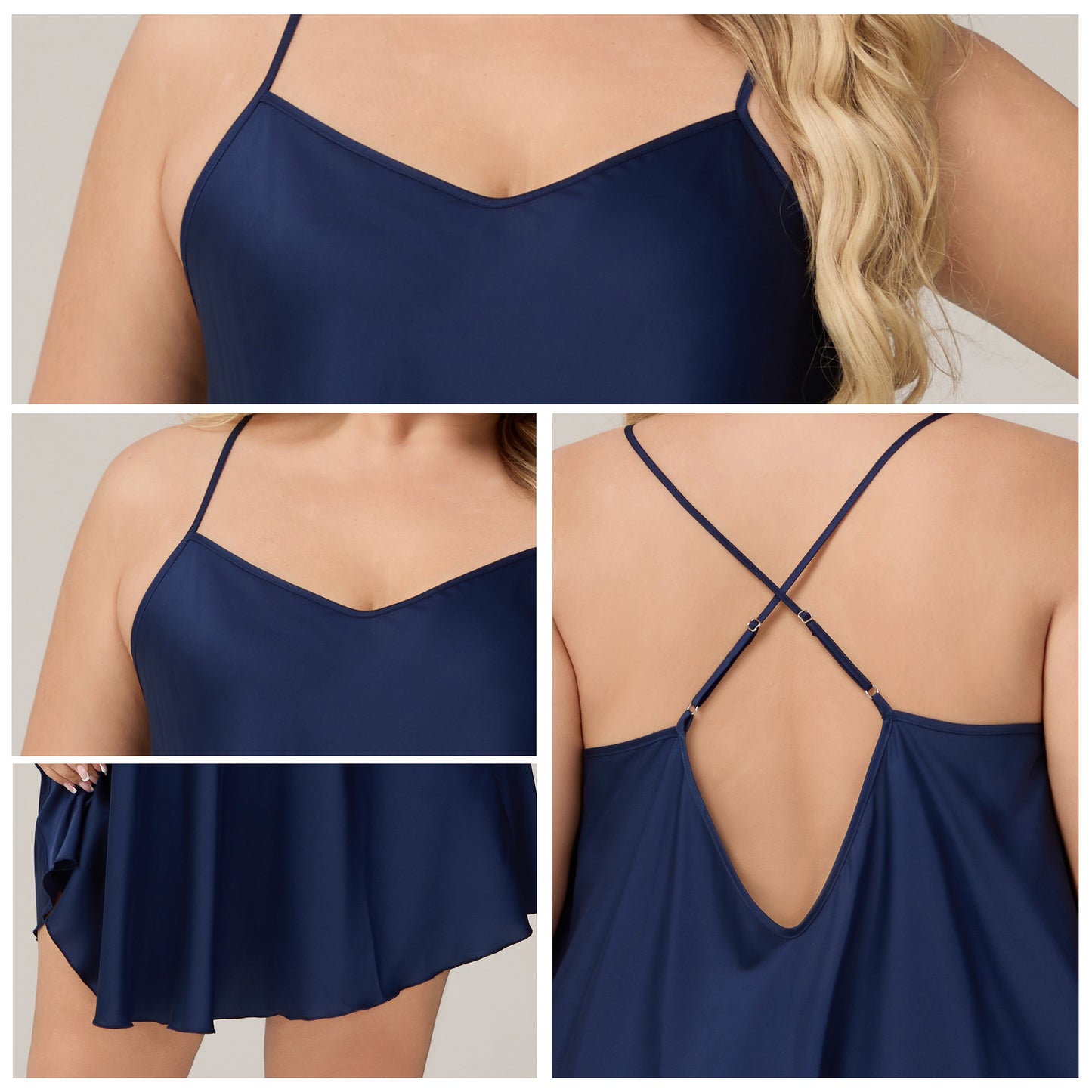 Solid Color Women's Strap Simple Short Nightgown Homewear