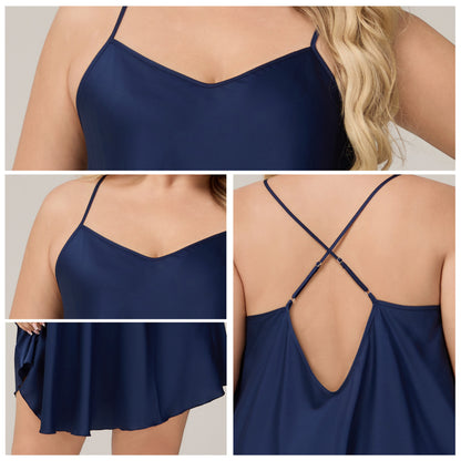 Solid Color Women's Strap Simple Short Nightgown Homewear