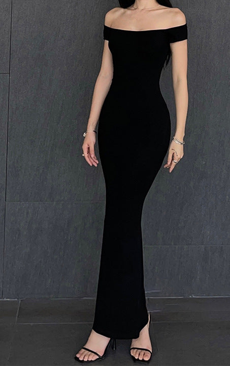 Solid Color Strapless Fitted Waist Bodycon Long Dress