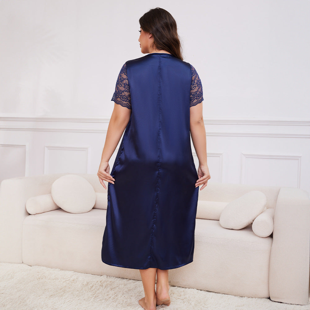 Women's Spring and Summer Short Sleeve Long Nightgown Loose Homewear