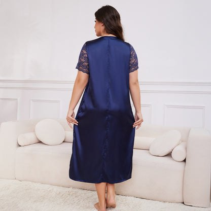 Women's Spring and Summer Short Sleeve Long Nightgown Loose Homewear