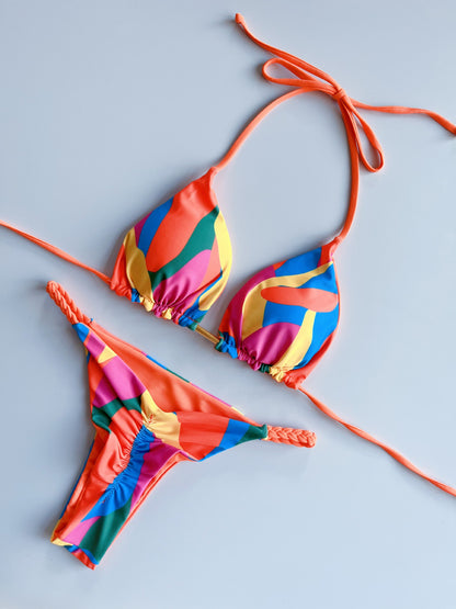 Bikini suit with split piece braided rope bikini swimsuit for women