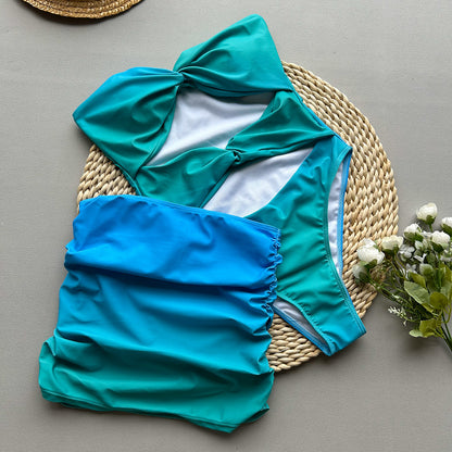 Two-Piece Bikini Style Sexy Women's Swimsuit Separate Piece Swimwear Beach Dress