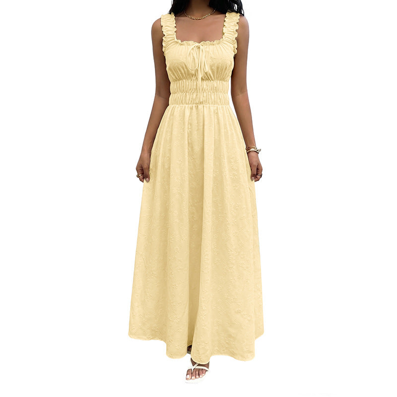 Sleeveless square neck dress