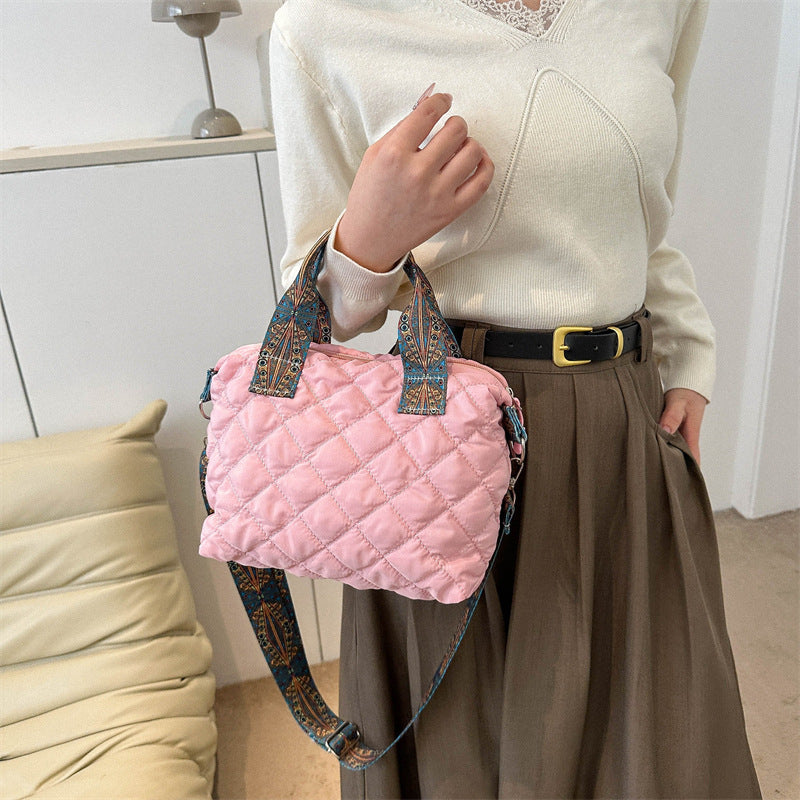 Casual Handbag Simple Shoulder Bag Stylish Crossbody Bag Quilted Korean Style Tote Bag