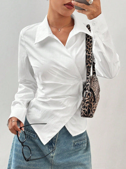 Irregular collar tied top