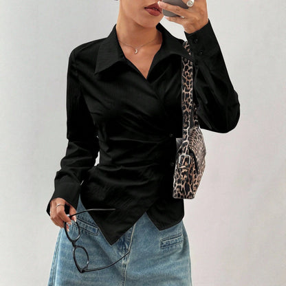 Irregular collar tied top