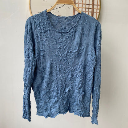 Pleated Soft Fabric Fashion Top with Irregular Ruffles, Versatile for Layering or Wearing Alone