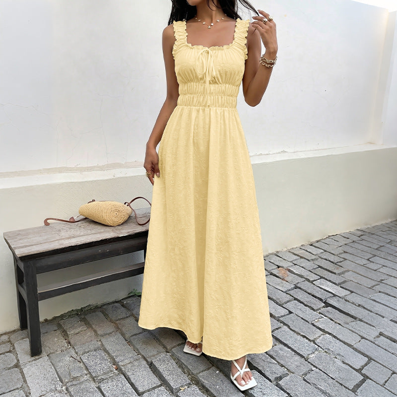 Sleeveless square neck dress