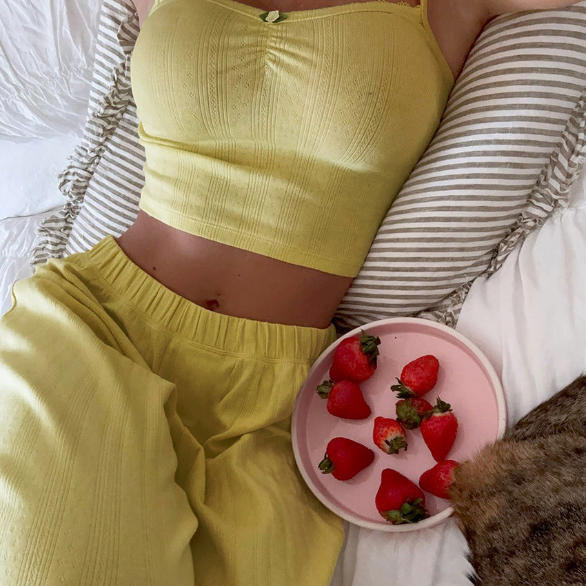 Long Pants and Strap Tank Top Two-Piece Set Women's Pajamas and Homewear