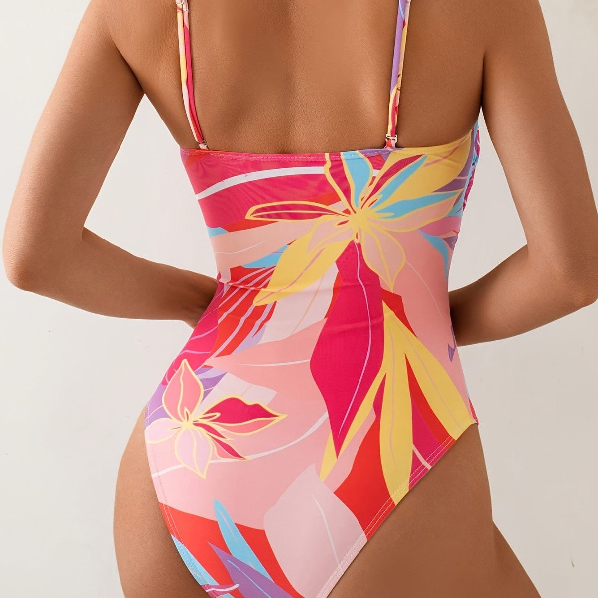Umbilical slimming overlapping one-piece swimsuit