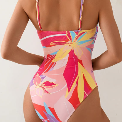 Umbilical slimming overlapping one-piece swimsuit