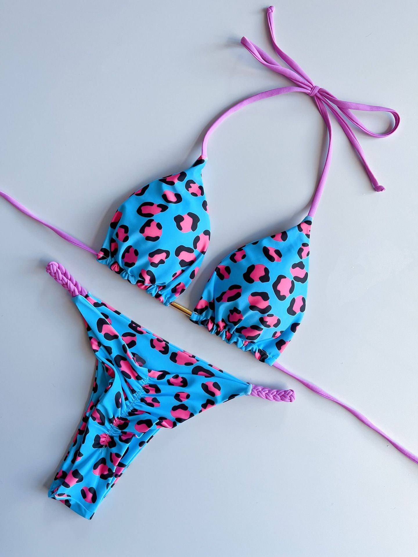 Bikini suit with split piece braided rope bikini swimsuit for women