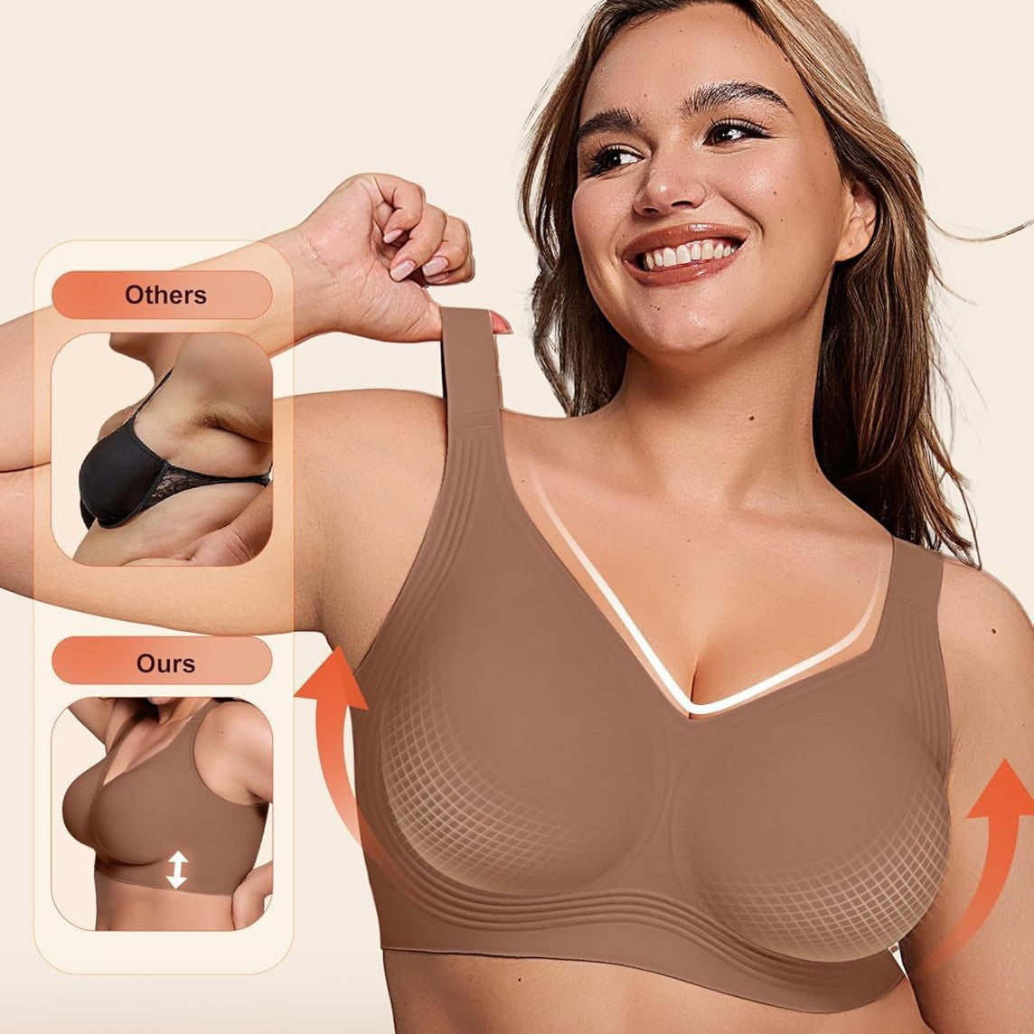 Women's Bra Support Non-Wire Push-Up Full Coverage Seamless Bra Without Underwire Plus Size