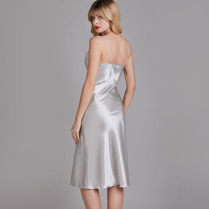 Elegant Nightgown with Swing Collar for Women Summer Thin Sleep Dress Homewear
