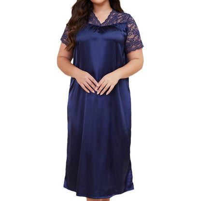 Women's Spring and Summer Short Sleeve Long Nightgown Loose Homewear