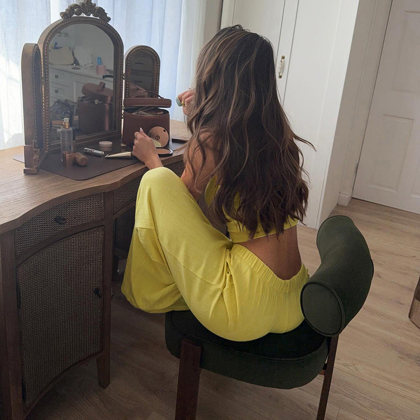 Long Pants and Strap Tank Top Two-Piece Set Women's Pajamas and Homewear