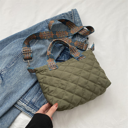 Casual Handbag Simple Shoulder Bag Stylish Crossbody Bag Quilted Korean Style Tote Bag